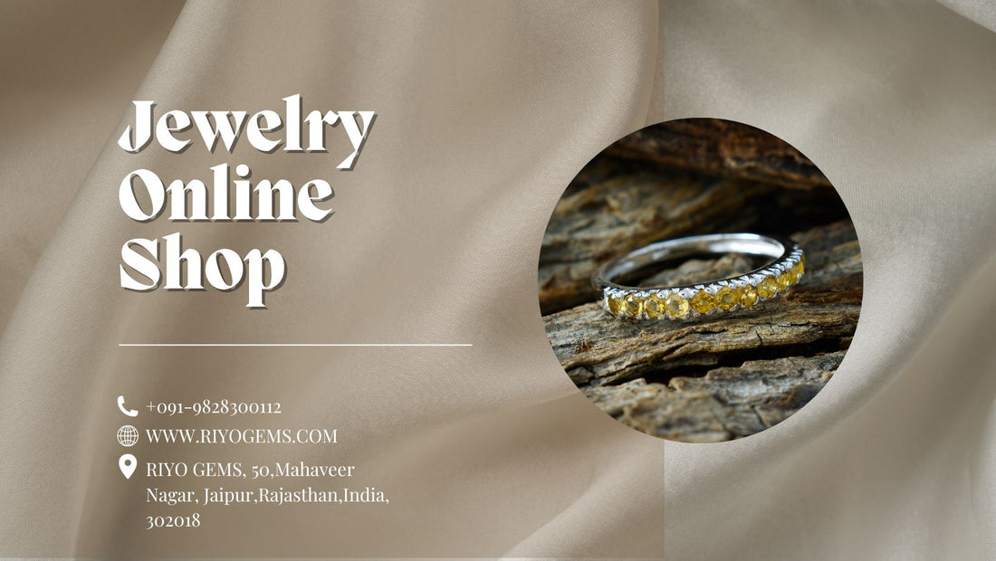 Silver ring with yellow gemstones displayed in a jewelry online shop showing which finger to wear silver ring for male