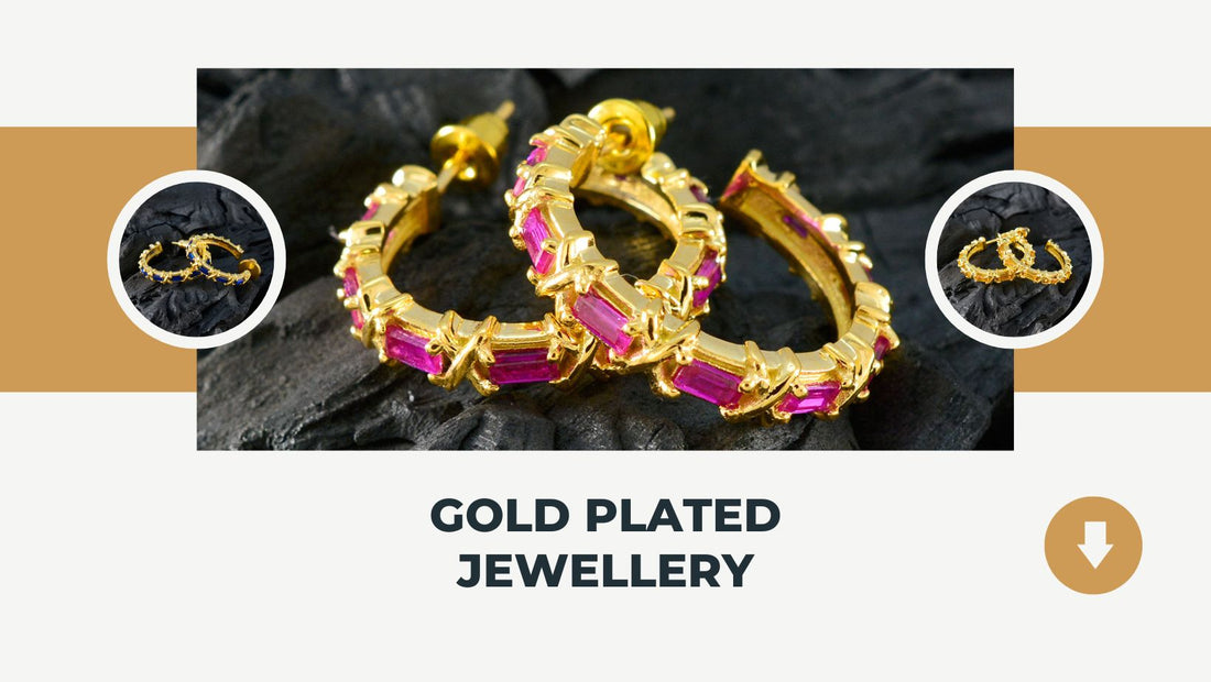 Collection of elegant gold plated jewelry wholesale featuring vibrant hoop earrings and rings