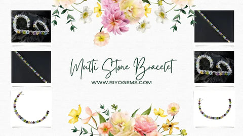 Multi Stone Bracelets Displayed Amongst Floral Design with 925 silver bracelet cost Highlighted