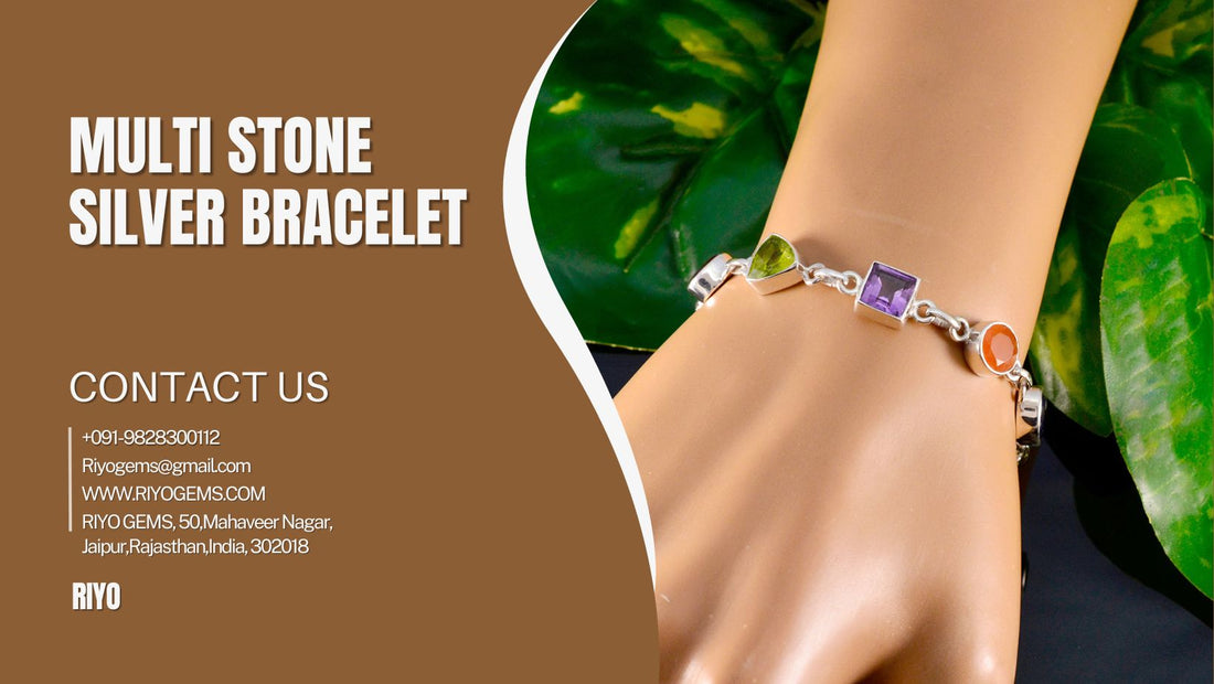 Multi Stone Silver Bracelet Showcasing 925 Silver Bracelet Making Techniques for Stylish Jewelry