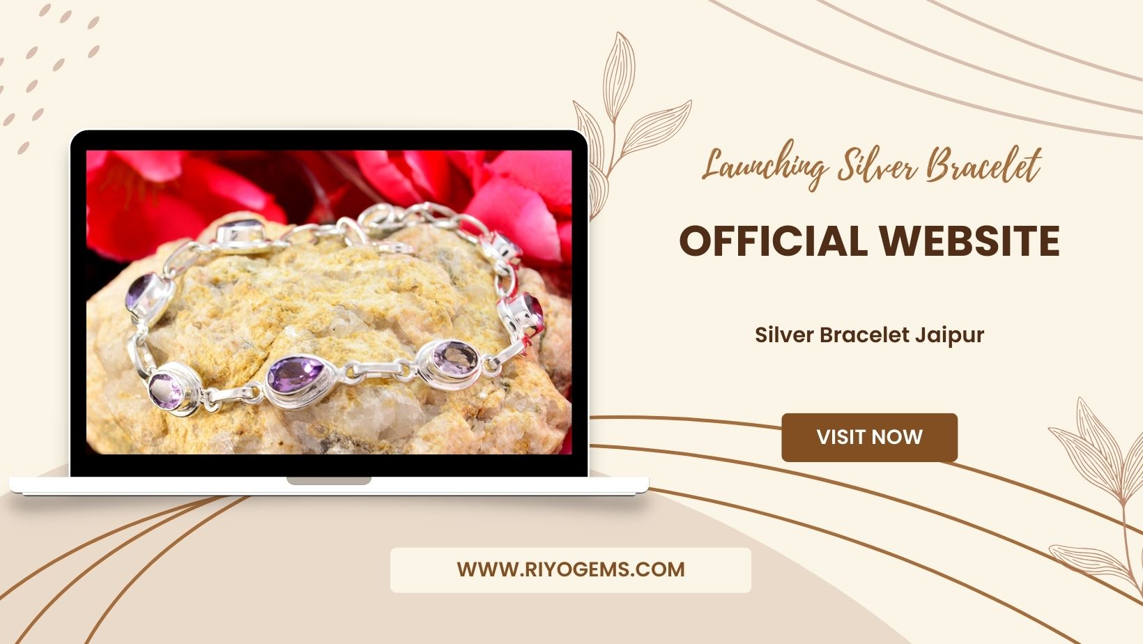 925 sterling silver bracelet Jaipur showcasing beautiful design against a natural backdrop