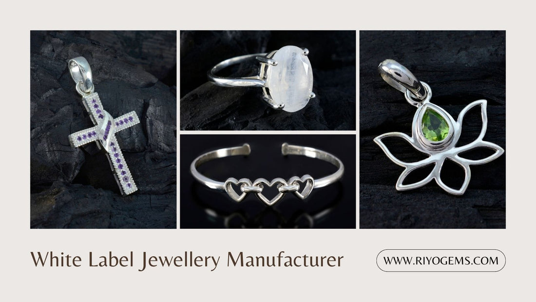 Assorted jewelry designs by a white label jewelry manufacturer India showcasing rings, pendants, and bracelets