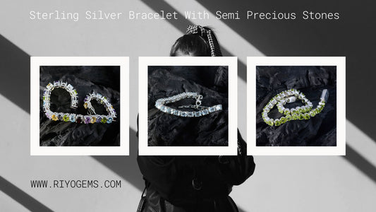 Sterling Silver Bracelet With Semi Precious Stones