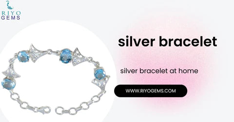 How to bend silver bracelet tutorial showcasing a silver bracelet with blue gemstones