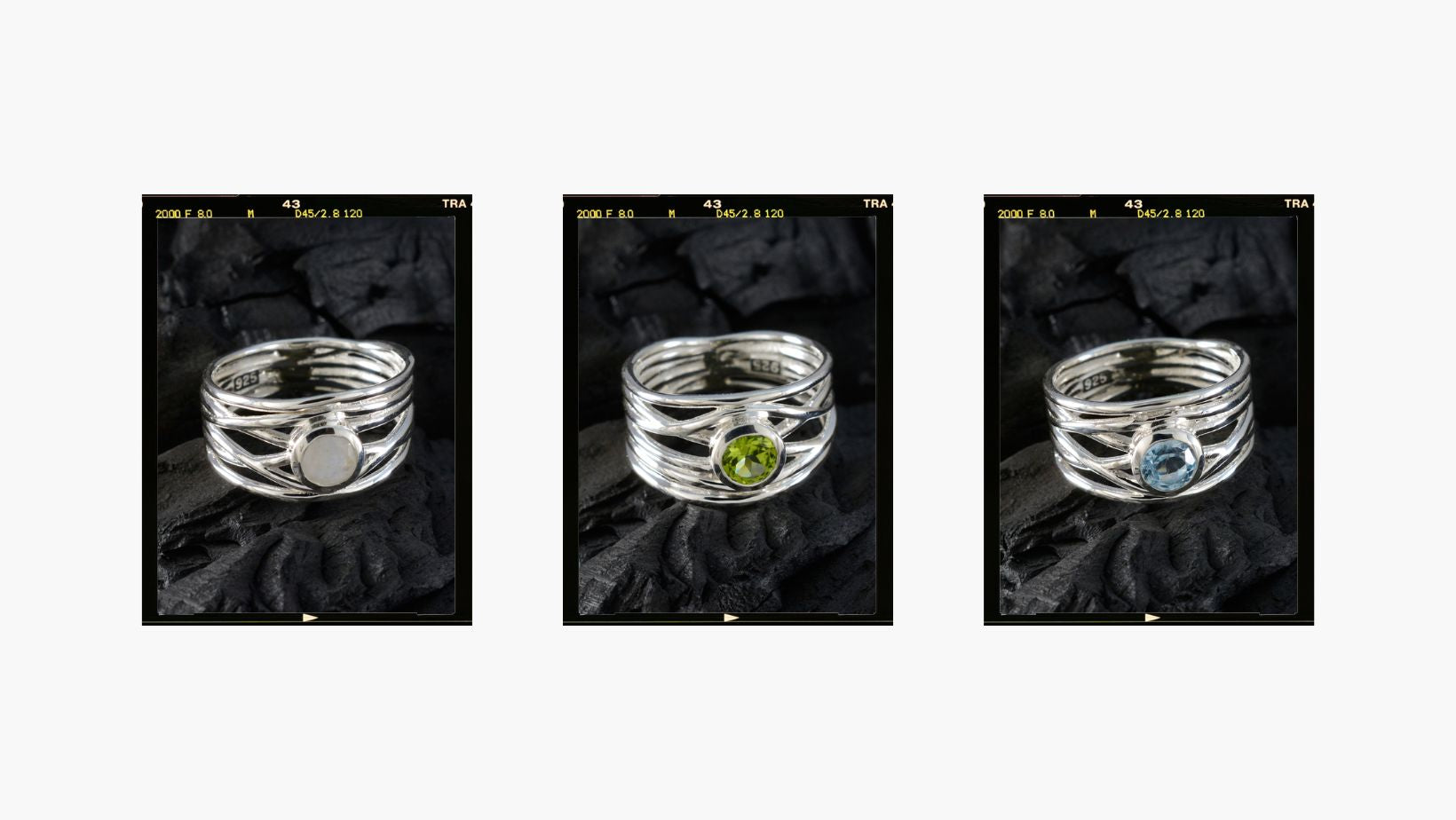 Three Elegant Silver Rings featuring unique designs; the query Does Silver Ring Rust applies