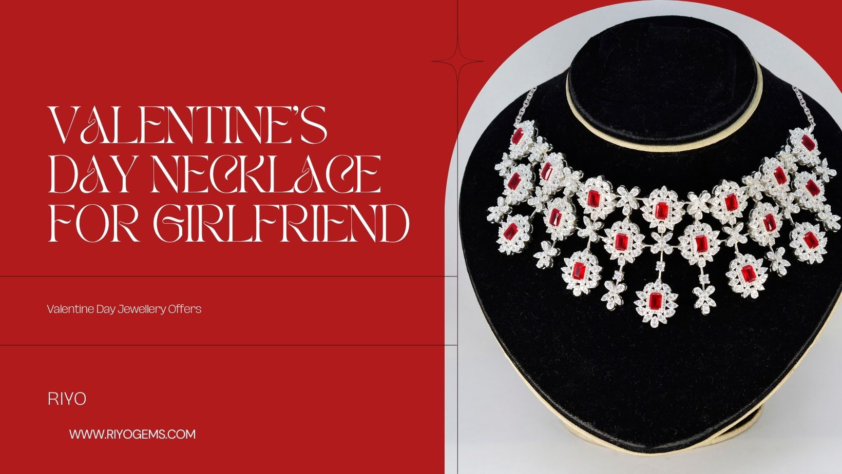 Elegant Valentine's Day necklace showcasing red gemstones, perfect best Valentine's necklaces gift for girlfriend