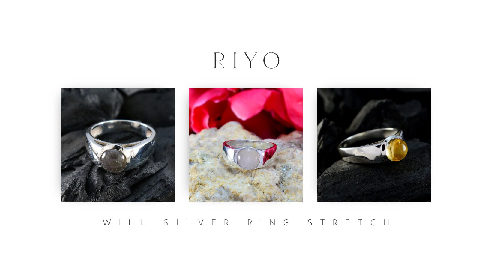 Three elegant silver rings showcasing different stone designs asking if a Will Silver Ring Stretch