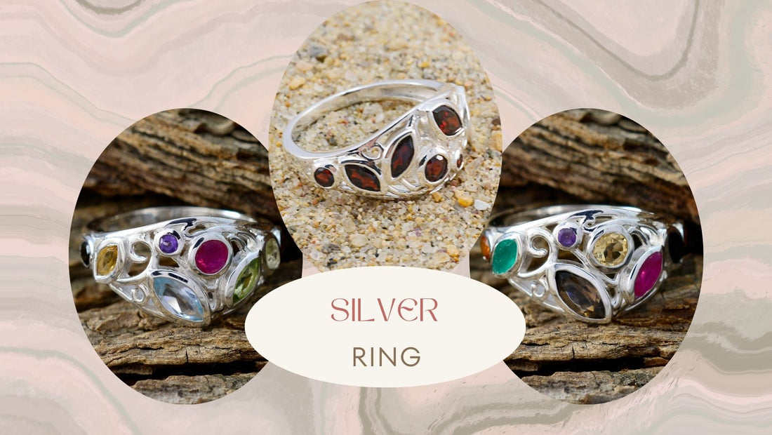 Collection of Silver Ring Adjustable featuring unique gemstone insets on elegant designs