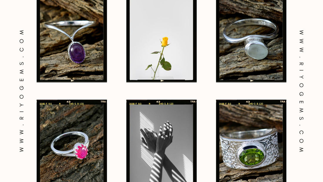 Various silver rings featuring gemstones demonstrating if a silver ring can be resized