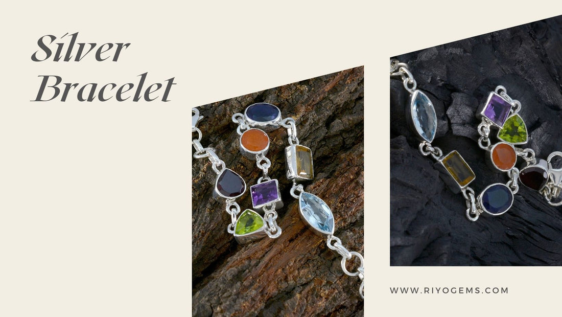 Stylish silver zodiac bracelet featuring colorful gemstones set in a delicate design