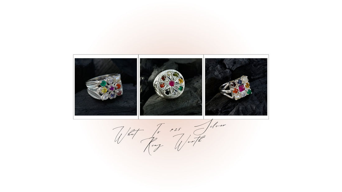 Three stylish 925 silver rings featuring colorful gemstones showcasing details on what is 925 silver ring worth