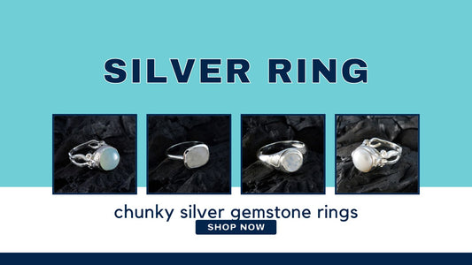 Chunky Silver Gemstone Rings