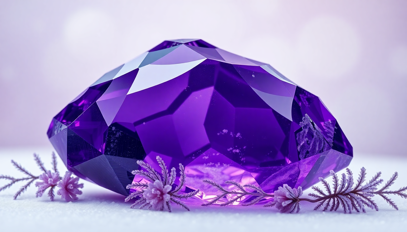 Close-up of a polished amethyst gemstone showcasing its vibrant purple color and clarity, reflecting amethyst gemstone meaning.