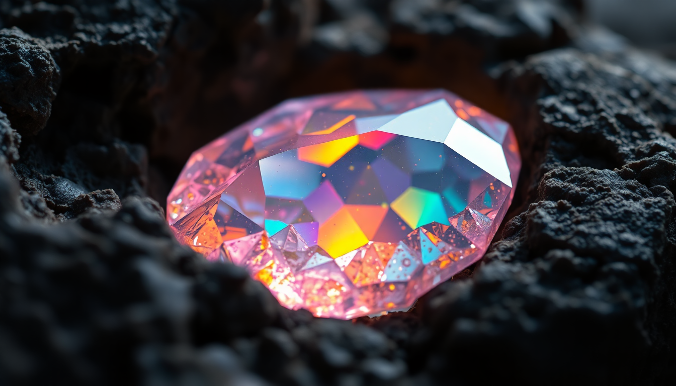 A stunning close-up of a sparkling gemstone showcasing the world's rarest gemstones with vibrant colors