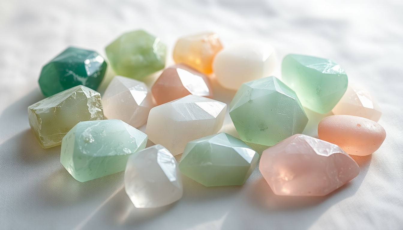 Variety of Aventurine and Rose Quartz gemstones highlighting the healing properties of aventurine and rose quartz gemstones