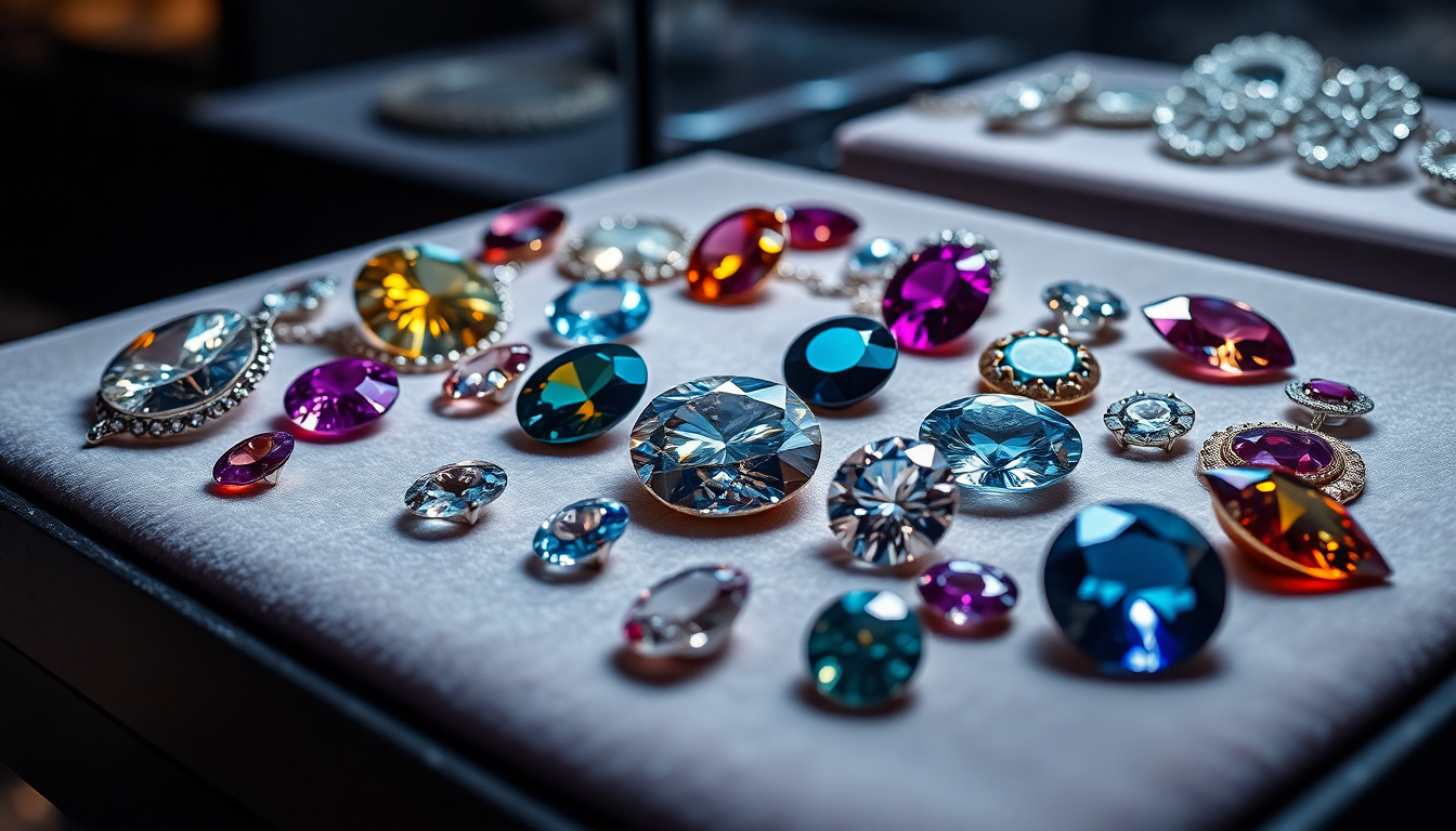 Assorted colorful gemstones on display for those who want to buy real gemstones online