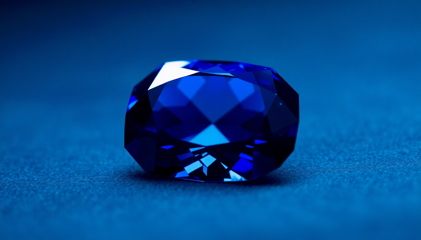 Vibrant blue sapphire showcasing the beauty of September birthstone sapphire on a textured surface