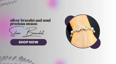 Elegant 925 sterling silver bracelet adorned with semi-precious stones for a stylish look