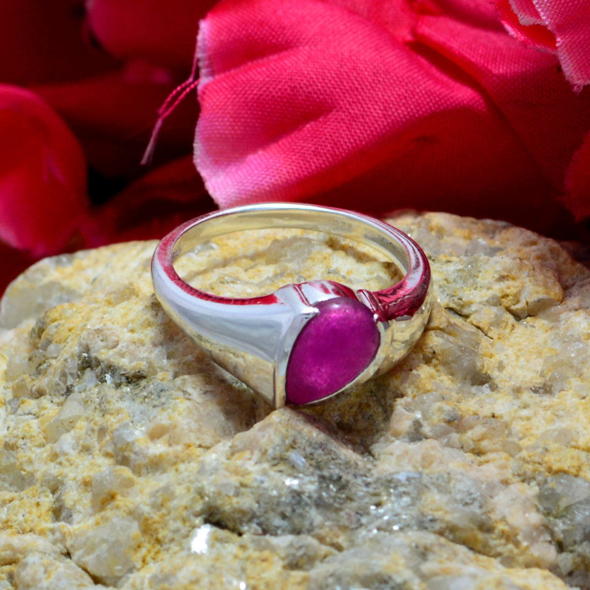 pear shape silver ring