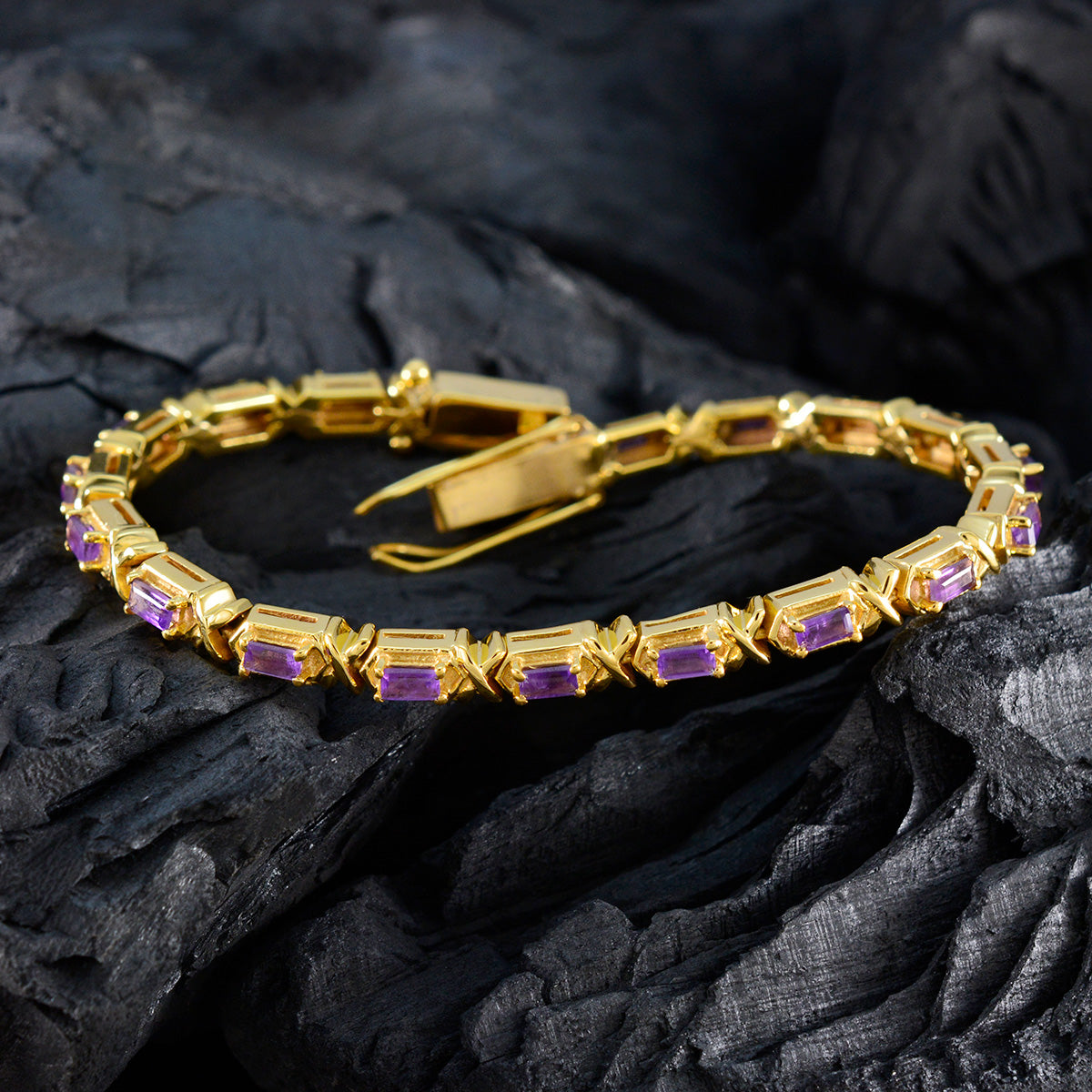 Amethyst New Year’s Eve Eye-catching Purple 925 Silver Tennis Bracelet