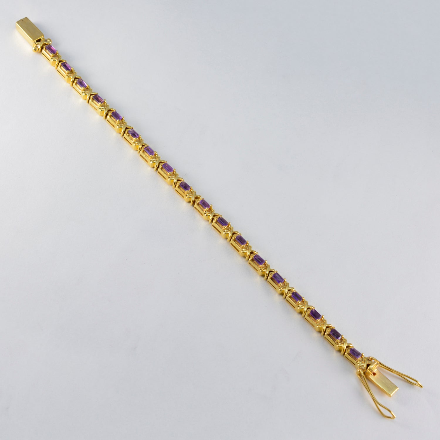 Pulsera de tenis de plata 925 morada llamativa de Nochevieja con amatista Imagen secundaria del producto