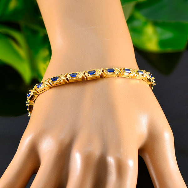 Blue Supphire CZ 12 Days of Christmas Eye-catching Blue Silver Tennis Bracelet