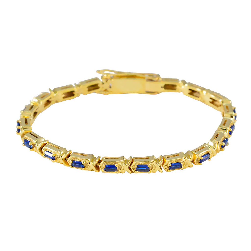 Blue Supphire CZ 12 Days of Christmas Eye-catching Blue Silver Tennis Bracelet