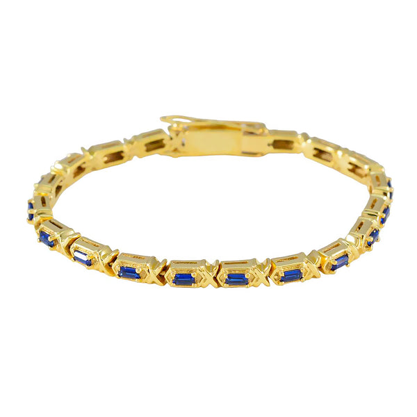 Blue Supphire CZ 12 Days of Christmas Eye-catching Blue Silver Tennis Bracelet
