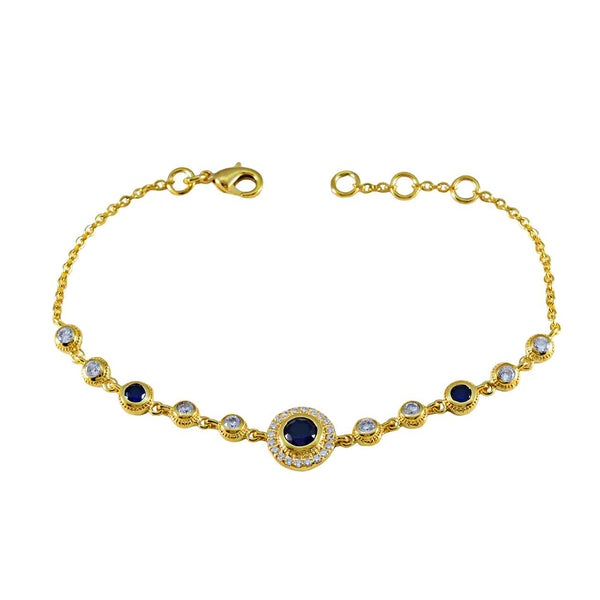 Blue Supphire CZ 12.12 Sale Elegant Blue Sterling Silver Chain Bracelet