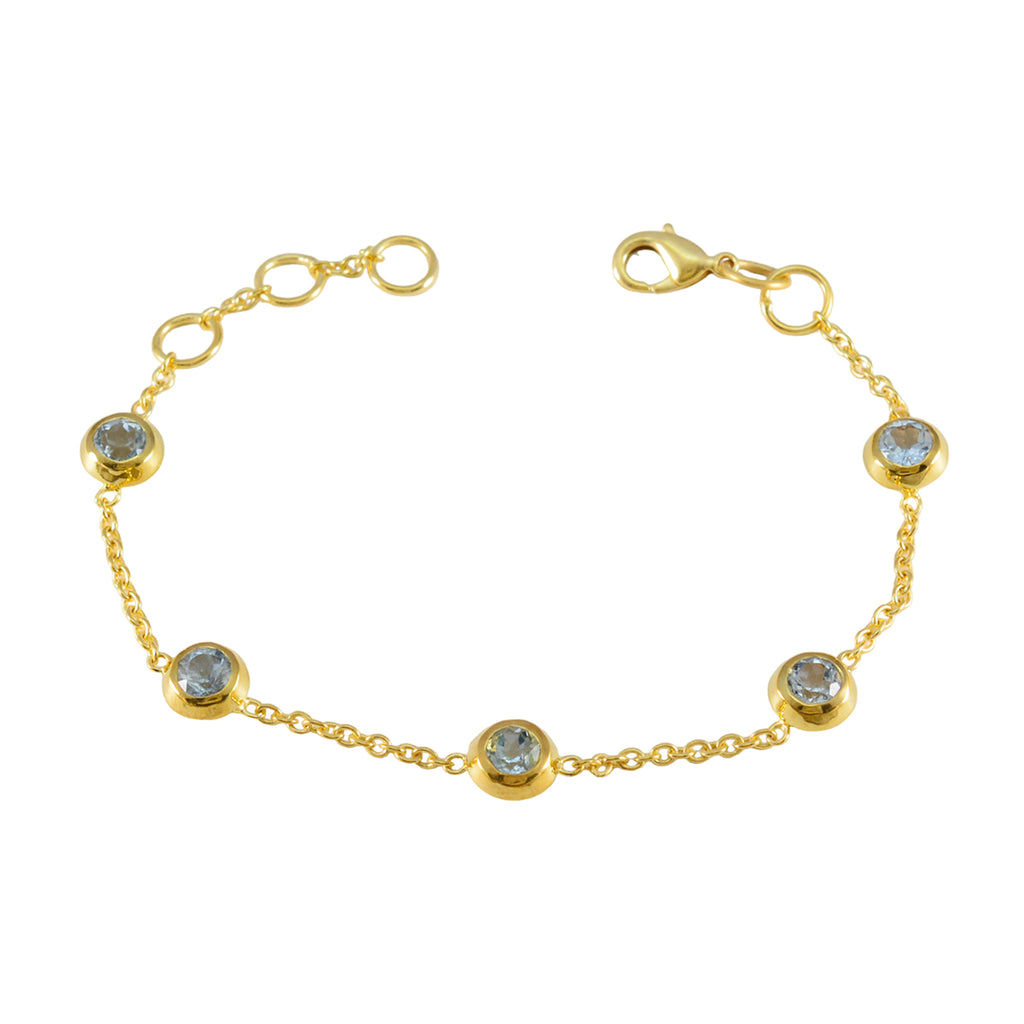 Blue Topaz 9.9 Super Shopping Day Elegant Blue 925 Silver Chain Bracelet