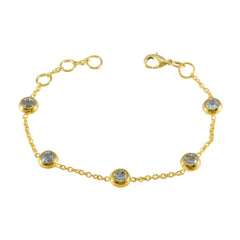 Blue Topaz 9.9 Super Shopping Day Elegant Blue 925 Silver Chain Bracelet