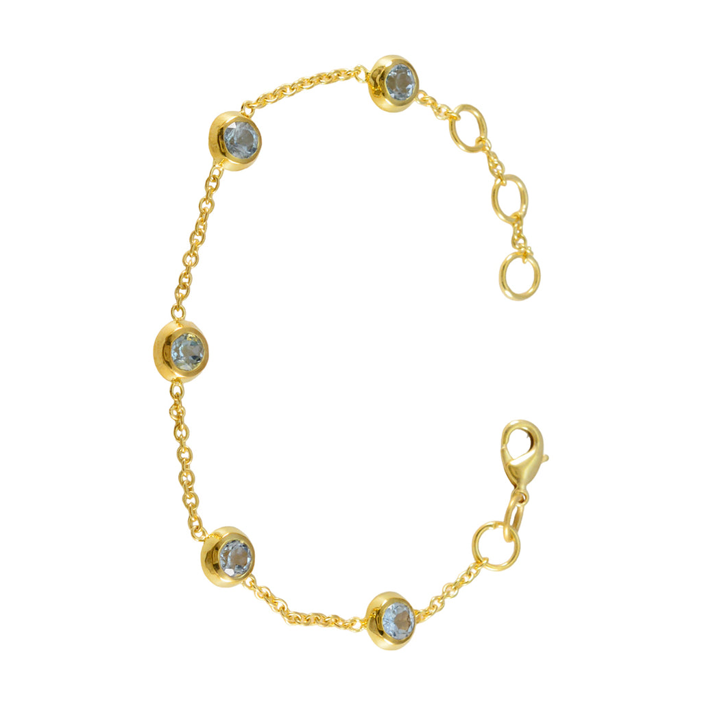 Blue Topaz 9.9 Super Shopping Day Elegant Blue 925 Silver Chain Bracelet