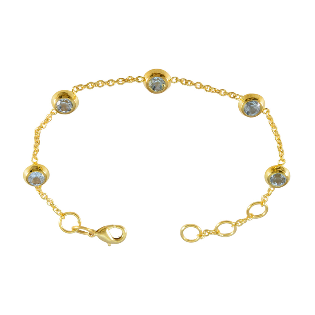 Blue Topaz 9.9 Super Shopping Day Elegant Blue 925 Silver Chain Bracelet