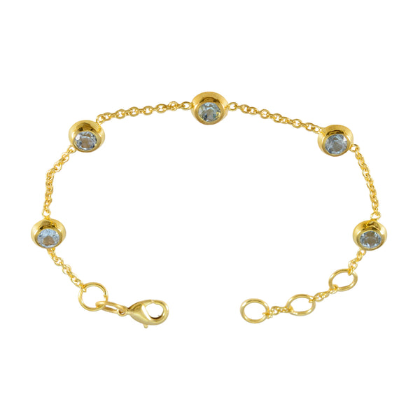 Blue Topaz 9.9 Super Shopping Day Elegant Blue 925 Silver Chain Bracelet