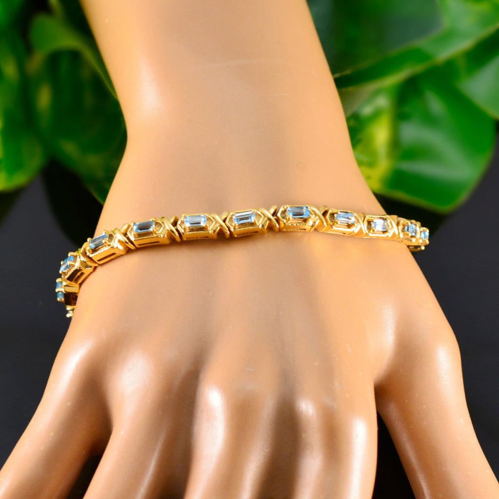 Blue Topaz Academy Awards Eye-catching Blue Silver Tennis Bracelet