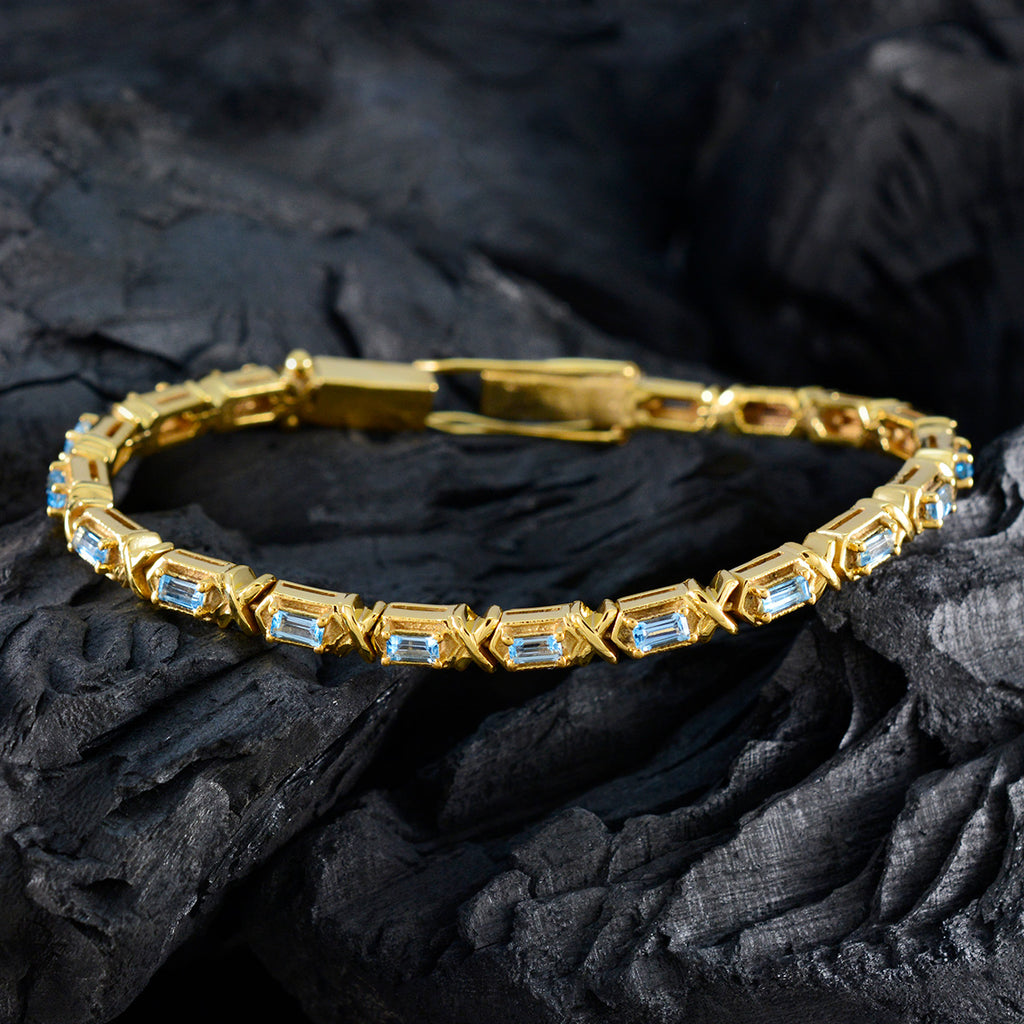 Blue Topaz Academy Awards Eye-catching Blue Silver Tennis Bracelet