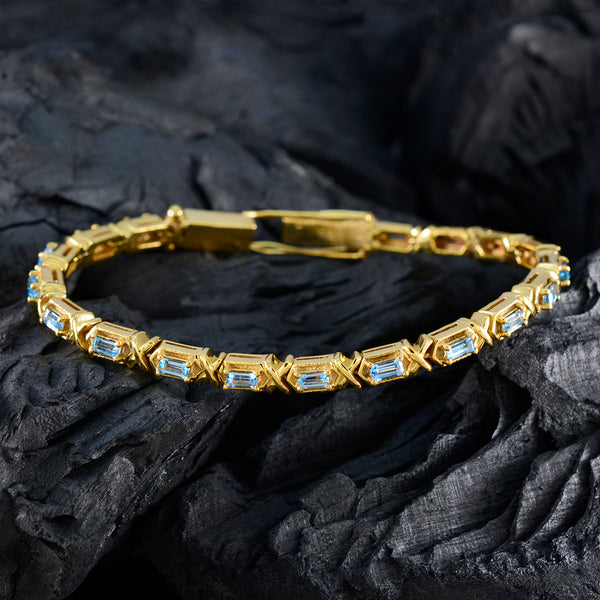 Blue Topaz Academy Awards Eye-catching Blue Silver Tennis Bracelet