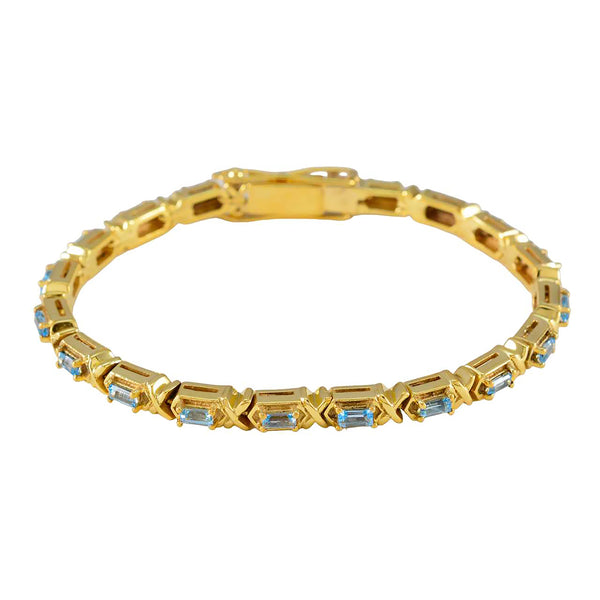Blue Topaz Academy Awards Eye-catching Blue Silver Tennis Bracelet