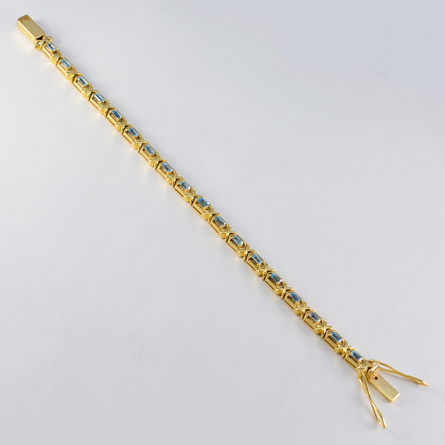 Pulsera de tenis de plata azul llamativa de los Premios de la Academia con topacio azul Imagen secundaria del producto
