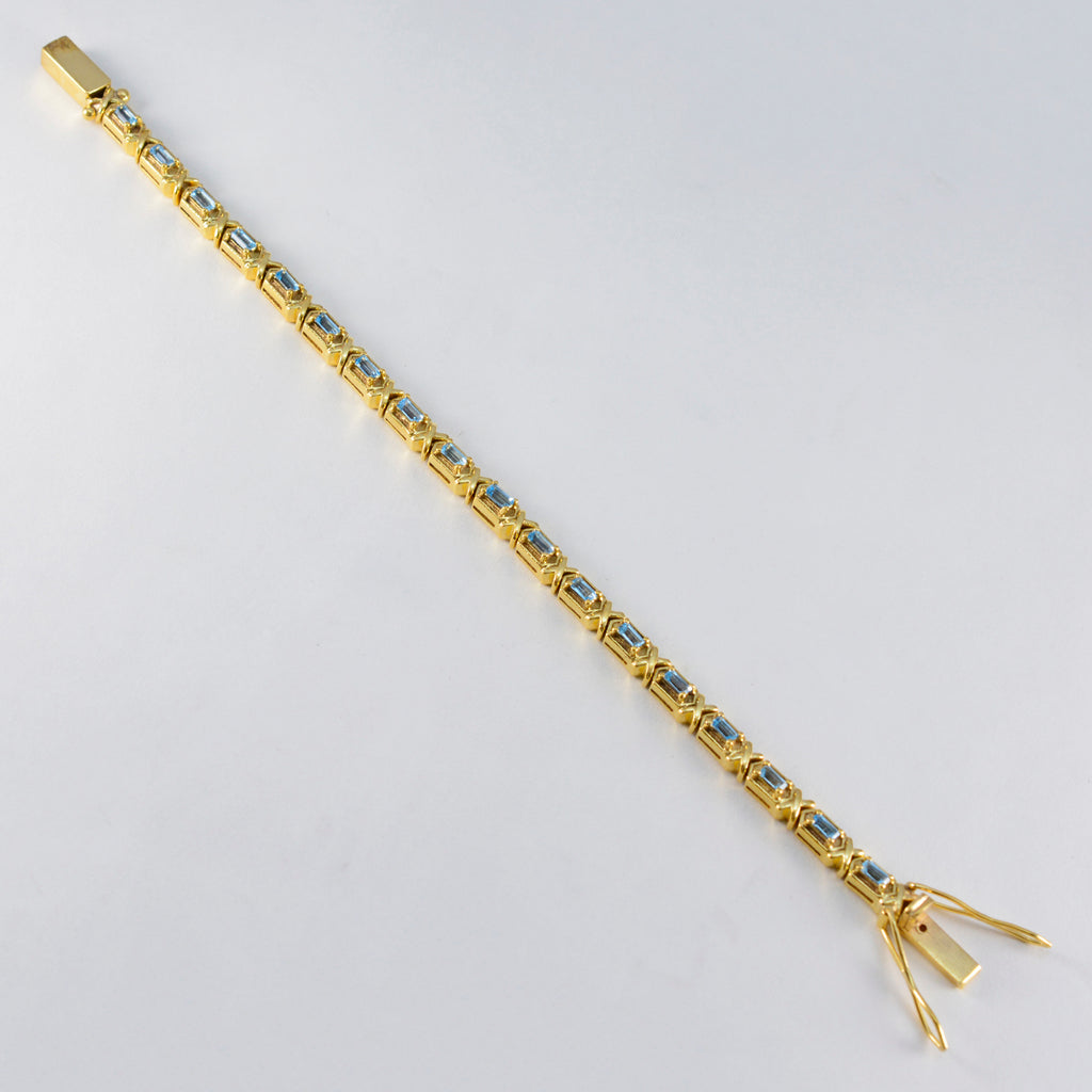 Blue Topaz Academy Awards Eye-catching Blue Silver Tennis Bracelet