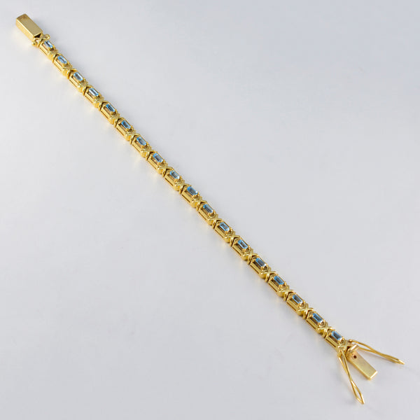 Blue Topaz Academy Awards Eye-catching Blue Silver Tennis Bracelet