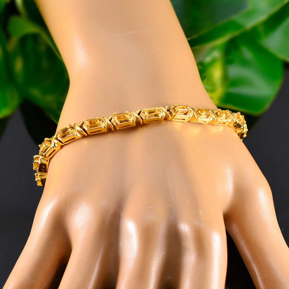 Citrine Achievement Eye-catching Yellow Sterling Silver Tennis Bracelet