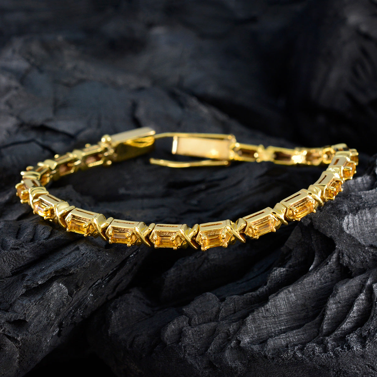 Citrine Achievement Eye-catching Yellow Sterling Silver Tennis Bracelet