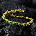 Emerald CZ American Independence Day Slim Green Sterling Silver Tennis Bracelet