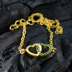 Emerald CZ Anniversary Minimalist Green 925 Silver Chain Bracelet