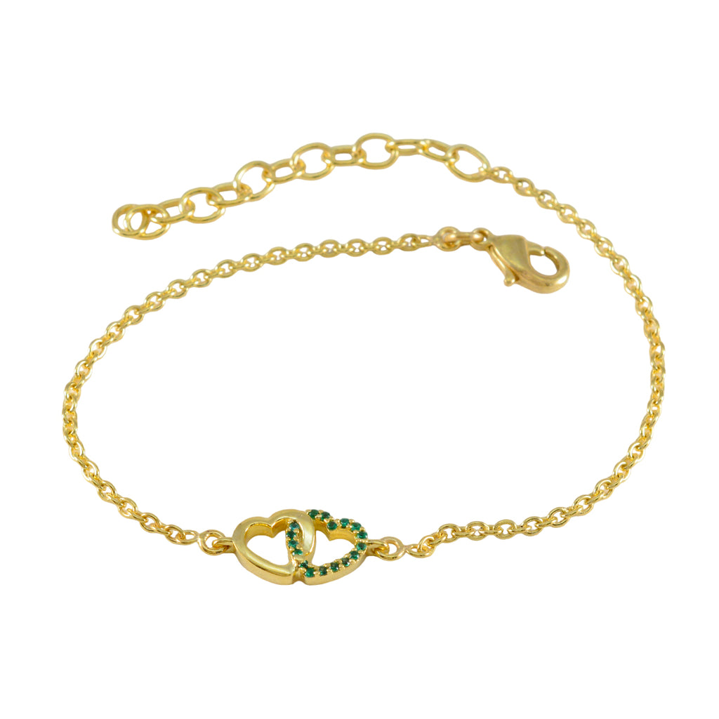 Emerald CZ Anniversary Minimalist Green 925 Silver Chain Bracelet