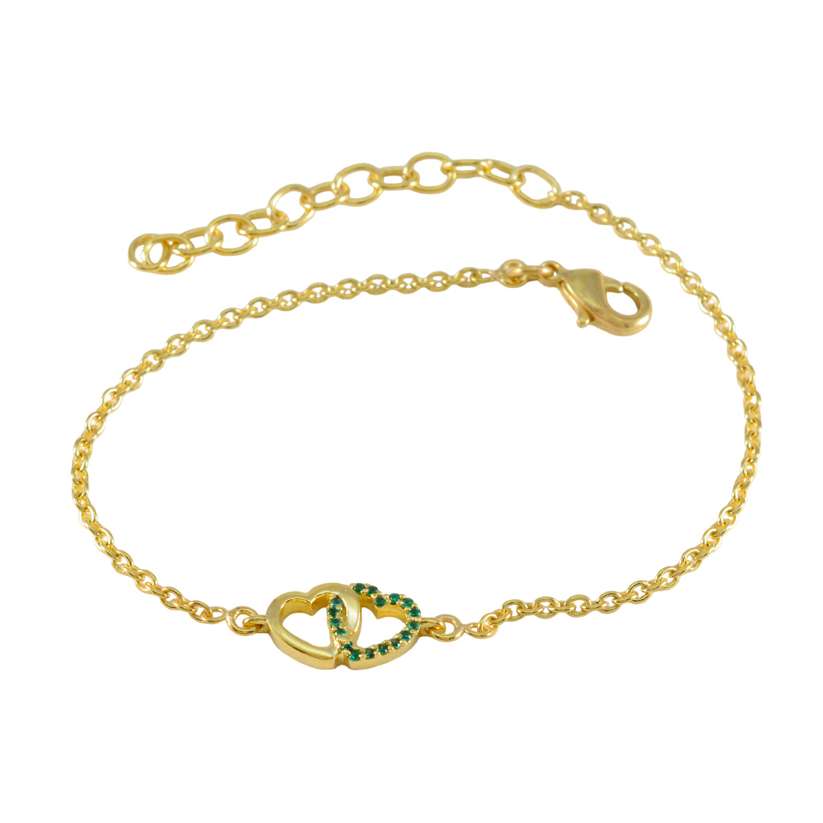 Emerald CZ Anniversary Minimalist Green 925 Silver Chain Bracelet