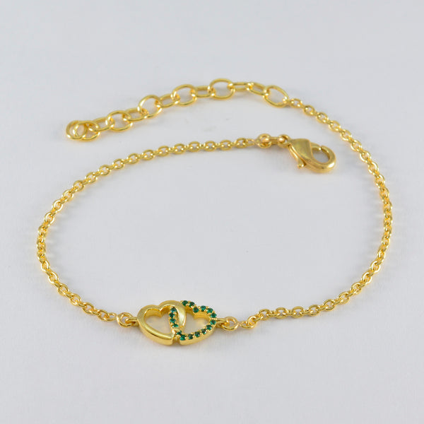 Emerald CZ Anniversary Minimalist Green 925 Silver Chain Bracelet