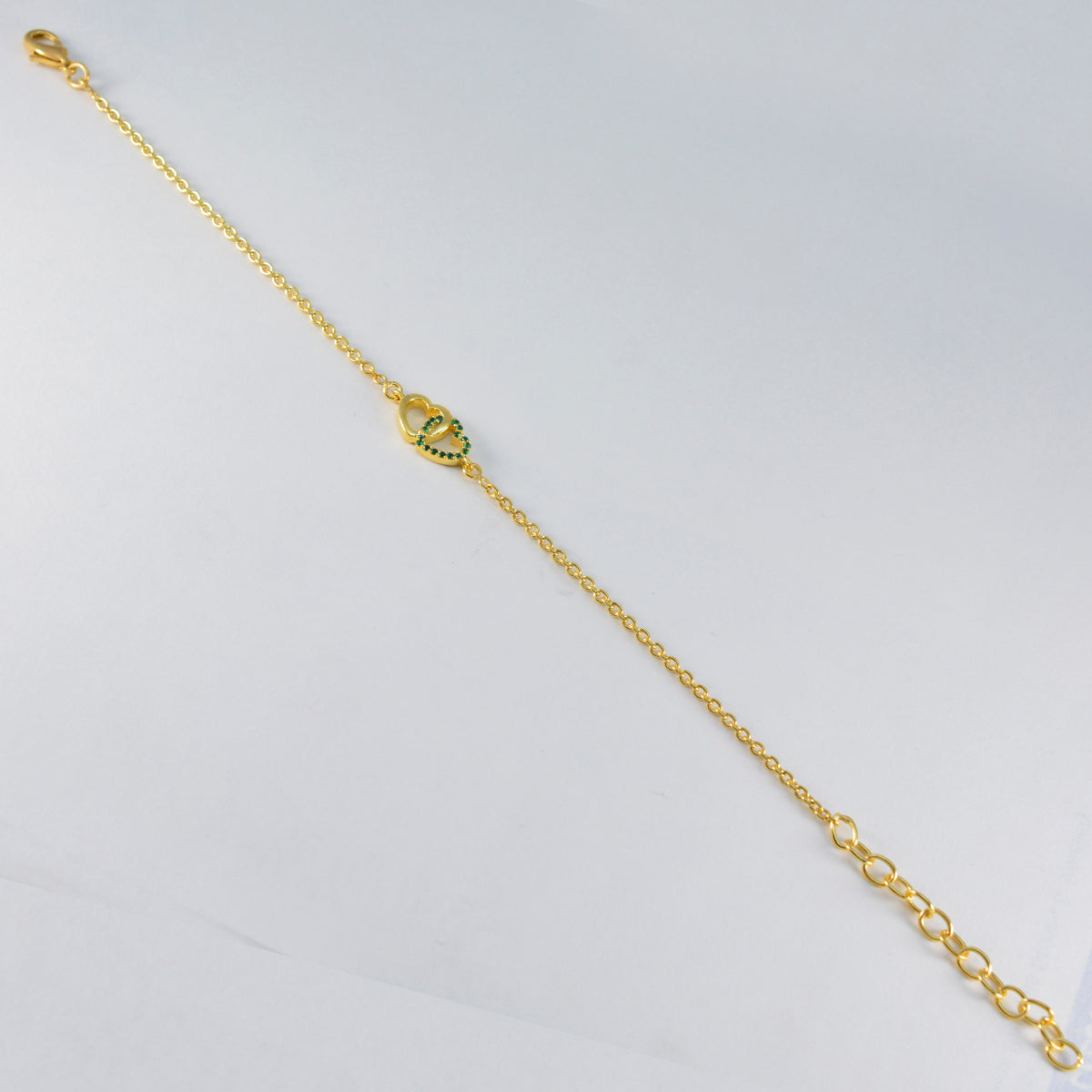 Emerald CZ Anniversary Minimalist Green 925 Silver Chain Bracelet