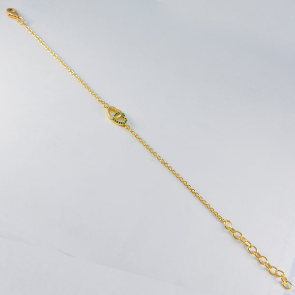 Emerald CZ Anniversary Minimalist Green 925 Silver Chain Bracelet
